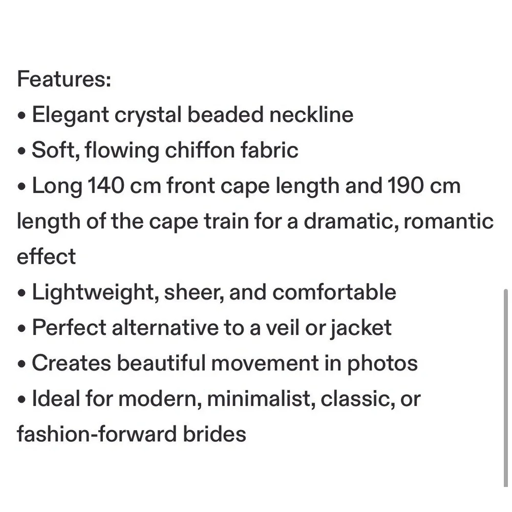 Bridal Crystal Beaded Chiffon Wedding Cape Jacket | Off White Cover Up